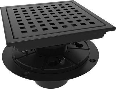 Scarico per pavimento doccia quadrato Sumerain con flangia, acciaio inox SUS 304, nero opaco