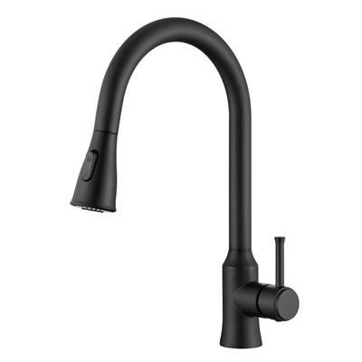 Rubinetto da cucina SUMERAIN nero opaco con arco alto e doccetta estraibile, acciaio inox senza piombo, maniglia singola
