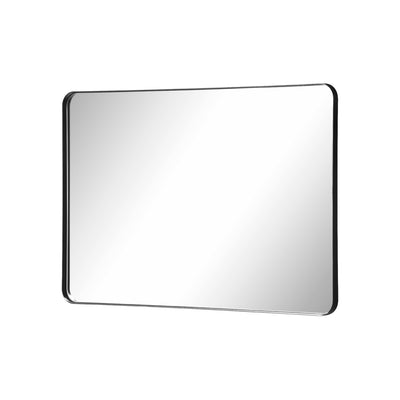 Specchio da bagno SUMERAIN con cornice nera opaca, specchio da parete angoli arrotondati 24x30 pollici con vetro temperato infrangibile, montaggio flessibile orizzontale o verticale