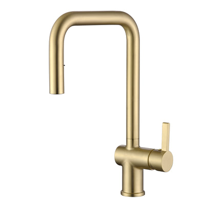 Rubinetti cucina sumerain estraibili con doppia modalità di spruzzo, rubinetto moderno per lavello cucina in acciaio inox a foro singolo, finitura oro spazzolato