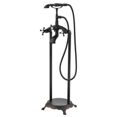 Rubinetto a cascata indipendente per vasca da bagno SUMERAIN, rubinetto da pavimento in bronzo brunito con doccetta, alto flusso