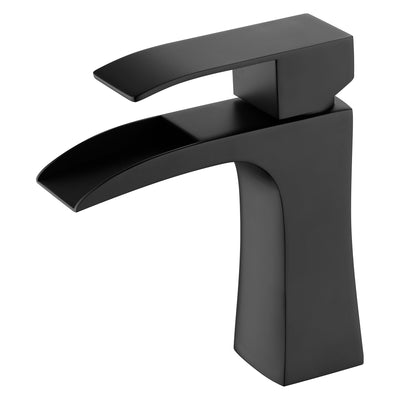 Rubinetto da bagno Sumerain foro singolo, rubinetto a cascata con maniglia singola, nero opaco, rubinetto lavabo in acciaio inox