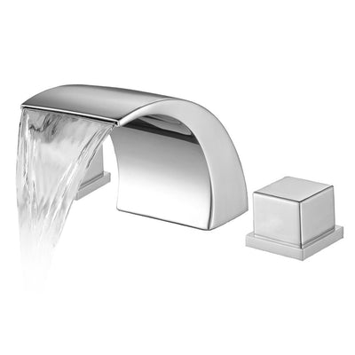 Rubinetto per lavabo da bagno Sumerain a cascata a tre fori, maniglie doppie, ottone cromato