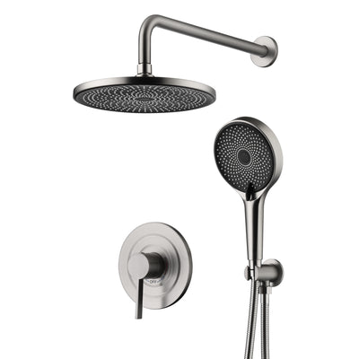 Set di rubinetti doccia incassati sumerain con soffione a pioggia da 10 pollici, accessori doccia in nichel spazzolato con valvola incasso e kit di rifinitura