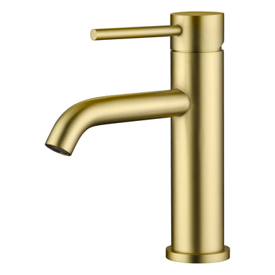Rubinetto per lavabo bagno SUMERAIN oro spazzolato monocomando a foro singolo in acciaio inox senza piombo