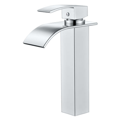 Rubinetto per lavabo a vaso SUMERAIN, foro singolo, acciaio inossidabile, miscelatore moderno alto a cascata per bagno, cromato