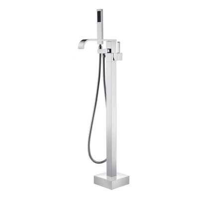Rubinetto per vasca da bagno da pavimento SUMERAIN con doccetta, miscelatore a cascata indipendente ad alto flusso con beccuccio girevole a 360 gradi, cromato