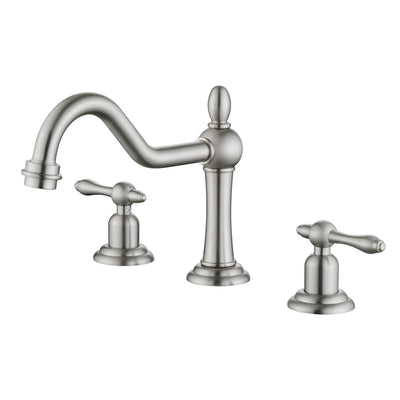 sumerain Rubinetto da bagno vintage diffuso da 8" a 3 fori, rubinetto lavabo a 2 maniglie in nichel spazzolato