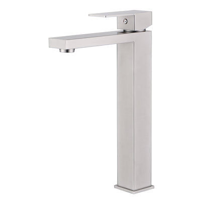 Rubinetto alto per lavabo da bagno sumerain in nichel spazzolato, risparmio idrico, monocomando a foro singolo, acciaio inox 304