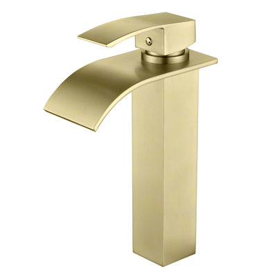 Rubinetto per lavabo a vaso SUMERAIN, acciaio inossidabile spazzolato oro, miscelatore alto a cascata con leva singola e foro unico