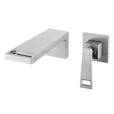 Rubinetto a cascata monocomando da parete per lavabo SUMERAIN con valvola di installazione in ottone, finitura nichel spazzolato
