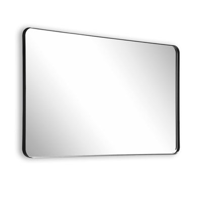 Specchio da mobile nero SUMERAIN, specchio da bagno 40x32 pollici con cornice in alluminio, angoli arrotondati e vetro facile da pulire per case moderne, adatto per bagno e corridoio