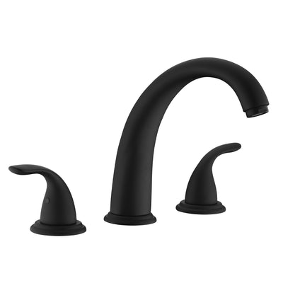 Rubinetto per vasca da bagno SUMERAIN stile romano, a due maniglie, montaggio su bordo con valvola, nero opaco