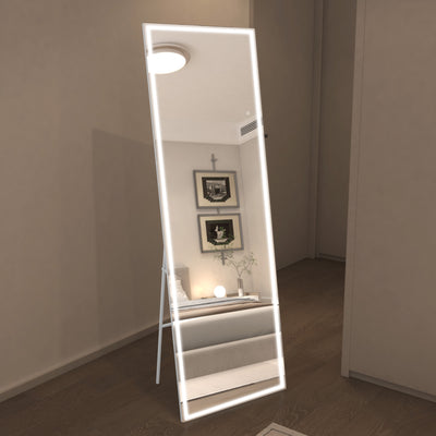 Specchio da terra LED Sumerain 75"x28" con luci, cornice bianca, specchio a figura intera con dimmer e 3 temperature di colore, specchio a figura intera da terra per camera da letto, camerino, guardaroba