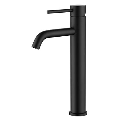Rubinetto per lavabo da bagno SUMERAIN, nero opaco, alto per lavabo da bagno, monocomando, foro singolo, acciaio inox 304, senza piombo