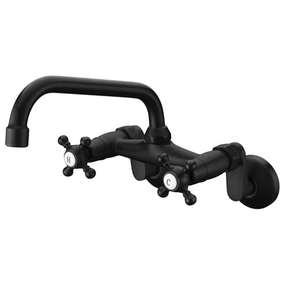 Rubinetto da parete per lavabo, finitura nero opaco, regolabile da 3" a 9" con doppia maniglia