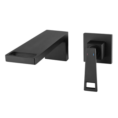 Rubinetto a cascata da parete per bagno SUMERAIN, miscelatore monocomando per lavabo con valvola di installazione, nero opaco