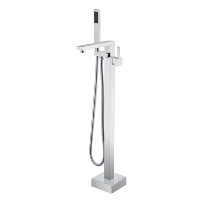 Rubinetto per vasca da bagno da pavimento SUMERAIN con doccetta, rubinetto per vasca da bagno ad alto flusso con beccuccio girevole a 360 gradi, cromato