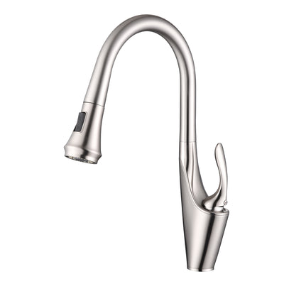 Rubinetto cucina sumerain in nichel spazzolato con maniglia singola estraibile, rubinetto per lavello cucina in acciaio inox a 1 foro con spruzzatore estraibile