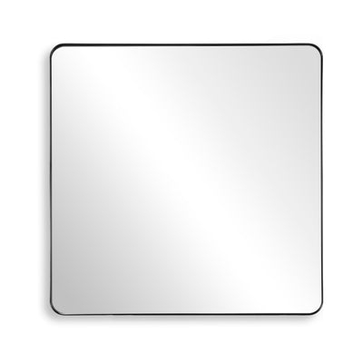 Specchio da bagno grande SUMERAIN, specchio da parete 38x38 pollici con cornice in alluminio e vetro temperato nero opaco, si appende orizzontalmente o verticalmente, facile da installare
