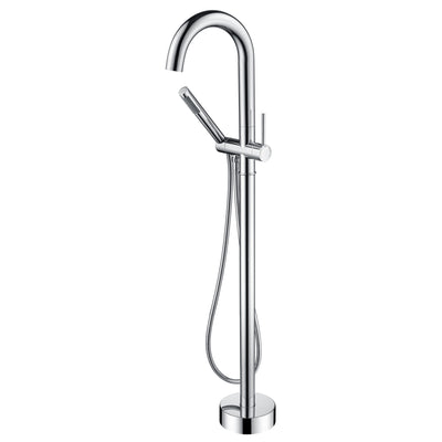 Rubinetto per vasca da bagno freestanding sumerain, moderno, montaggio a pavimento con doccetta, flusso elevato, cromato