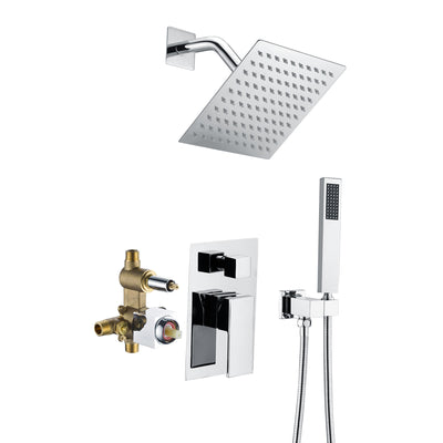 Set rubinetto doccia Sumerain da parete completo, valvola di bilanciamento della pressione inclusa e componenti completamente in metallo con finitura cromata