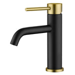 Rubinetto moderno per lavabo da bagno SUMERAIN con maniglia singola, acciaio inossidabile, foro singolo, nero e oro