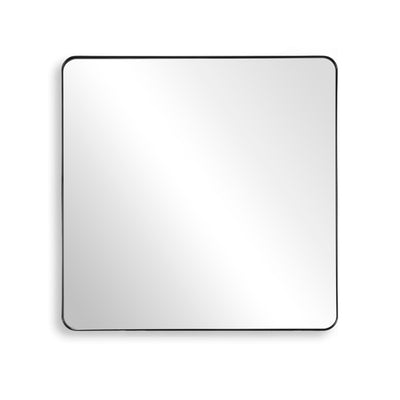 Specchio da bagno SUMERAIN, specchio da parete grande 36x36 pollici con cornice nera opaca e angoli arrotondati, vetro temperato infrangibile per ingresso, soggiorno e stile rustico