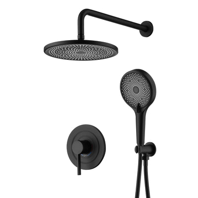 sumerain Set rubinetto doccia incassato opaco nero, sistema doccia a pioggia con soffione da 10 pollici, accessori doccia con doccetta inclusa, valvola e kit di rifinitura