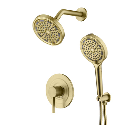 Sistema doccia SUMERAIN oro spazzolato con doccetta filtrata, set completo di rubinetto doccia da parete con valvola doccia