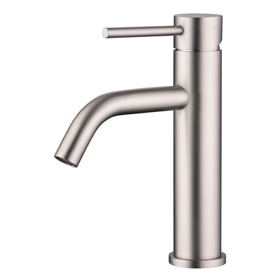 Rubinetto per lavabo bagno SUMERAIN nichel spazzolato, rubinetto moderno monocomando per mobile bagno in acciaio inox senza piombo a foro singolo