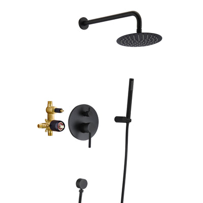 Set rubinetto doccia Sumerain nero opaco, sistema doccia nero con soffione a pioggia e doccetta