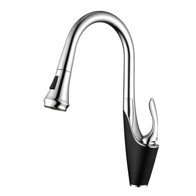Rubinetto cucina sumerain a foro singolo con spruzzatore estraibile, rubinetto per lavello cucina in acciaio inox a maniglia singola, cromo e nero