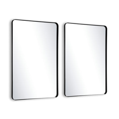 Set da 2 specchi da bagno SUMERAIN neri, due specchi da toeletta con cornice in alluminio e vetro temperato per mobile bagno doppio lavabo, 24x36 pollici, montaggio orizzontale o verticale