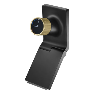 Rubinetto a cascata da parete per lavabo SUMERAIN, miscelatore monocomando con foro singolo e beccuccio pieghevole, nero e oro
