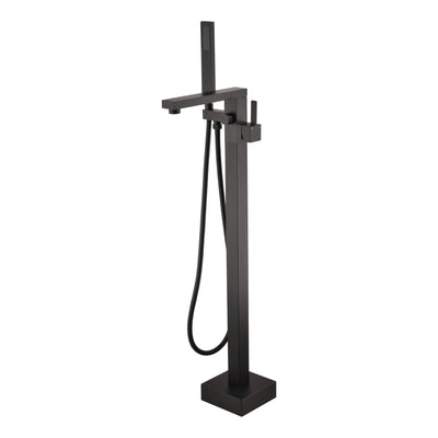 Rubinetto moderno per vasca da bagno indipendente SUMERAIN, miscelatore da pavimento opaco nero con doccetta, alto flusso