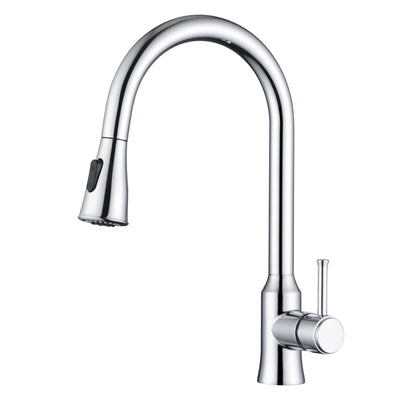Rubinetto da cucina moderno SUMERAIN senza piombo con arco alto e doccetta estraibile a doppia modalità, finitura cromata