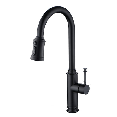 Rubinetto da cucina SUMERAIN a leva singola, arco alto, doccetta estraibile, foro singolo, acciaio inossidabile, nero opaco
