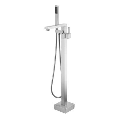Rubinetto per vasca da bagno indipendente SUMERAIN con finitura nichel spazzolato, miscelatore monocomando moderno in ottone da pavimento, alto flusso