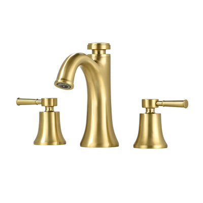 Rubinetto bagno a 3 fori con funzione memoria temperatura, rubinetto moderno a doppia spruzzatura in ottone massiccio, finitura oro spazzolato