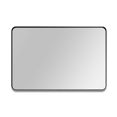Specchio da bagno SUMERAIN nero opaco, 20x30 pollici, specchio da parete in vetro temperato con angoli arrotondati, si può appendere orizzontalmente o verticalmente