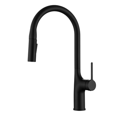 Rubinetto cucina sumerain nero opaco con spruzzatore estraibile, rubinetto per lavello cucina in acciaio inox certificato DOE