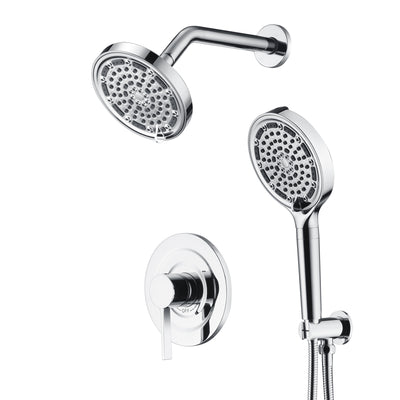 Set rubinetto doccia SUMERAIN con doccetta filtrata a 6 getti, sistema doccia a pioggia cromato da parete