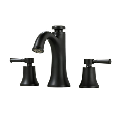 Rubinetto lavabo bagno Sumerain nero opaco a 3 fori con 2 maniglie, doppia modalità di spruzzo, funzione memoria temperatura, ottone massiccio