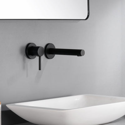 sumerain rubinetto per bagno con montaggio a parete nero opaco con maniglia singola per mancini, rubinetto per lavabo
