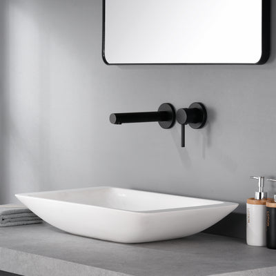 Rubinetto per lavabo da bagno SUMERAIN nero opaco con montaggio a parete Rubinetto per lavabo moderno con maniglia singola