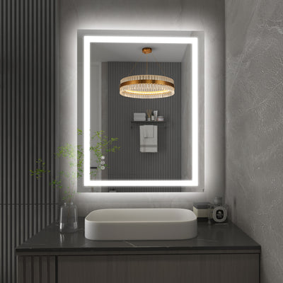Specchio bagno LED SUMERAIN con illuminazione frontale e retroilluminazione, 28 x 36 pollici, 3 colori dimmerabili, specchio smart da parete, antiappannamento, funzione memoria, vetro temperato, certificato ETL