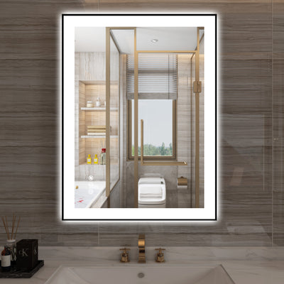 Specchio da bagno LED Sumerain da parete, 24 x 32 pollici, specchio trucco antiappannamento con illuminazione frontale e posteriore, dimmerazione senza gradini, 3 temperature di colore, memoria, vetro temperato