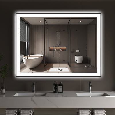 Specchio trucco illuminato Sumerain 40 x 30 pollici per parete bagno, specchio da bagno LED intelligente antiappannamento con luminosità dimmerabile, illuminazione frontale e posteriore, 3 modalità di illuminazione, funzione memoria