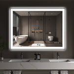 Specchio trucco illuminato Sumerain 40 x 30 pollici per parete bagno, specchio da bagno LED intelligente antiappannamento con luminosità dimmerabile, illuminazione frontale e posteriore, 3 modalità di illuminazione, funzione memoria